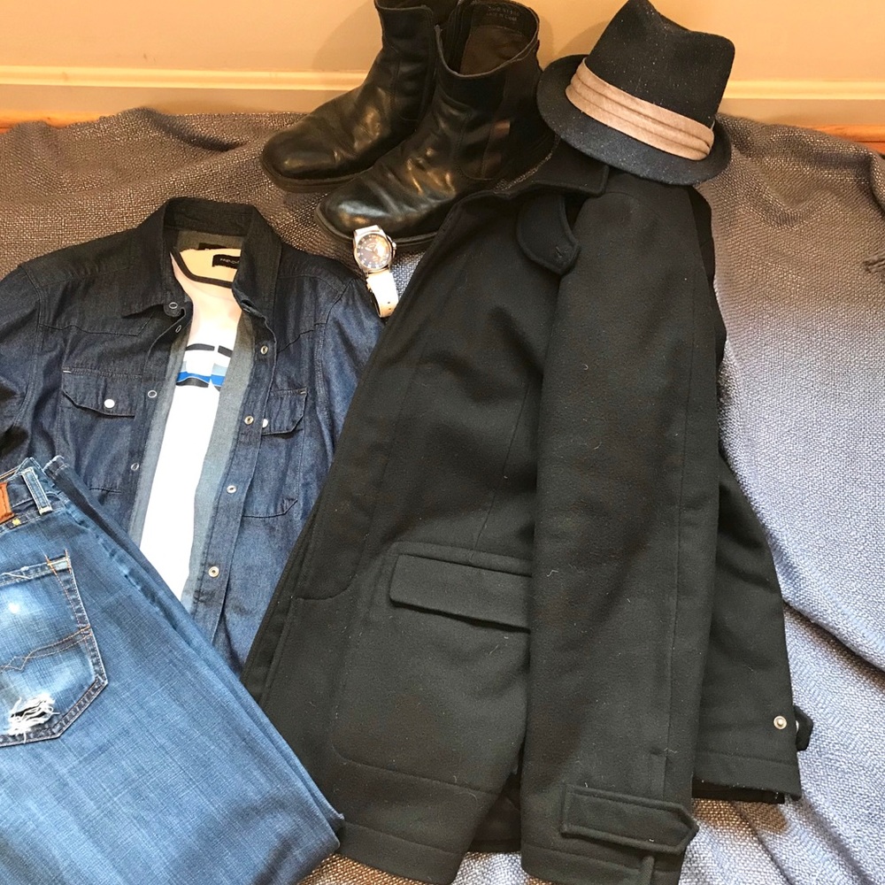 Armani Exchange Black Wool Coat